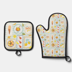 Mediterranean Summer Vibes Oven Mitt & Pot Holder Set