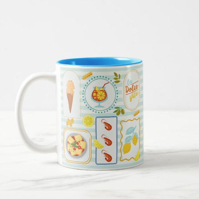Mediterranean Summer Vibes Two-Tone Coffee Mug (Left)