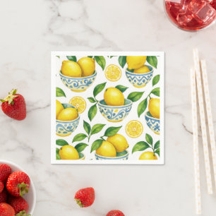 Mediterranean Summer Watercolor Napkin