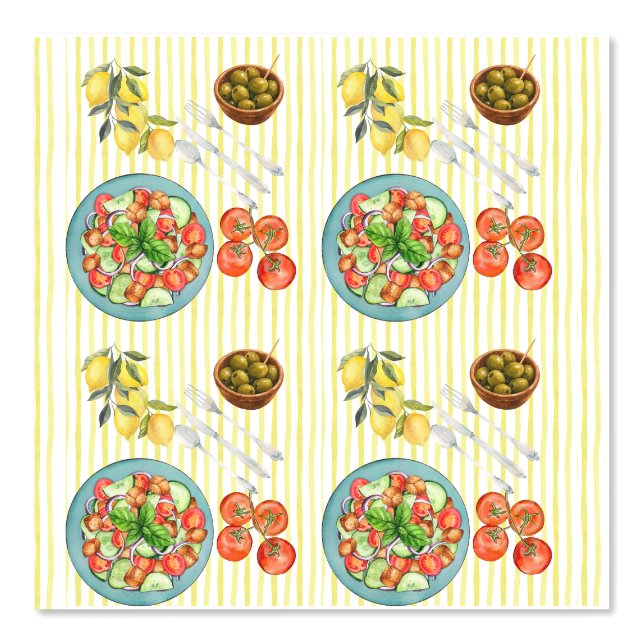 Mediterranean Summer Watercolor pattern Wallpaper (Front)