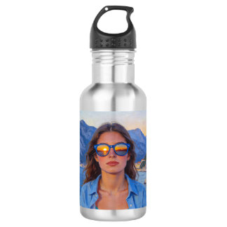 Mediterranean Sunset Reflections – Modern Coastal 532 Ml Water Bottle
