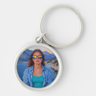 Mediterranean Sunset Reflections – Modern Coastal Key Ring
