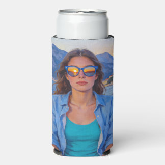 Mediterranean Sunset Reflections – Modern Coastal Seltzer Can Cooler