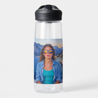 Mediterranean Sunset Reflections – Modern Coastal Water Bottle