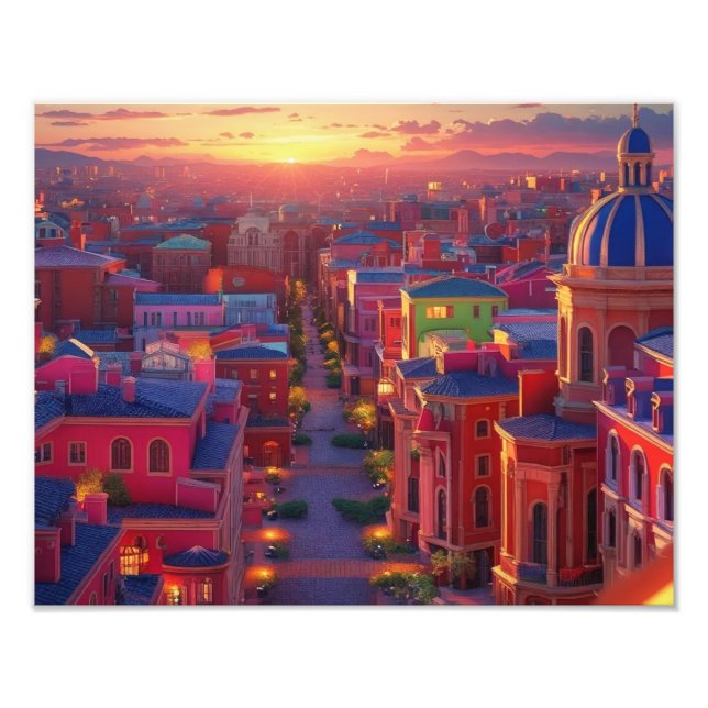 Mediterranean Sunset Scene: Urban Art Print (Front)