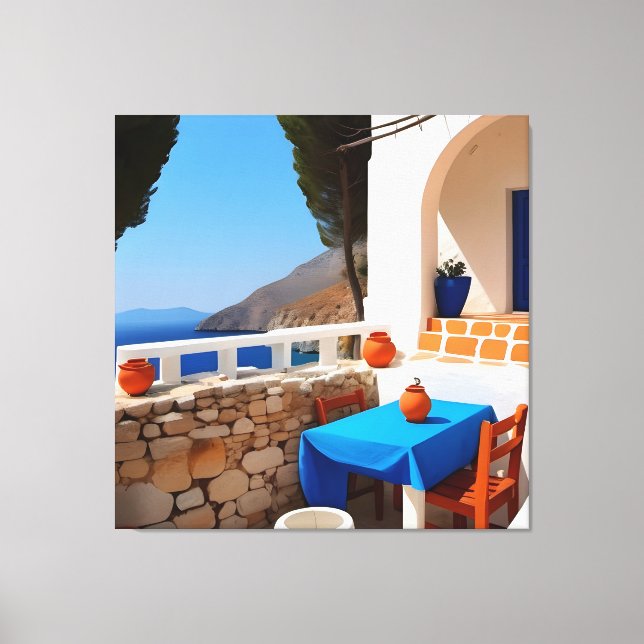 Mediterranean Terrace View Canvas Print (Front)