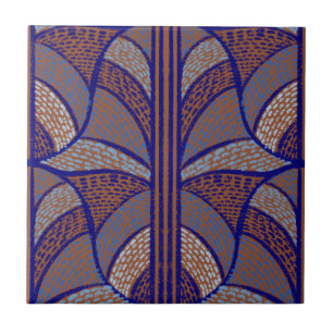 Mediterranean Terracotta & Blue Mosaic Pattern Tile
