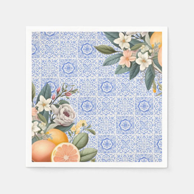 Mediterranean Tile Bridal Shower Napkin (Front)