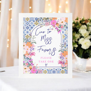 Mediterranean Tile Floral Bridal Shower Favours Poster