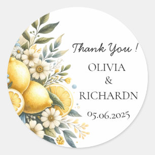 Mediterranean Tile flower Italian Positano Lemon Classic Round Sticker