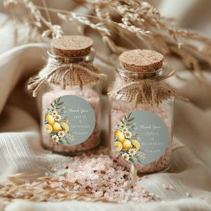 Mediterranean Tile flower Italian Positano Lemon Classic Round Sticker