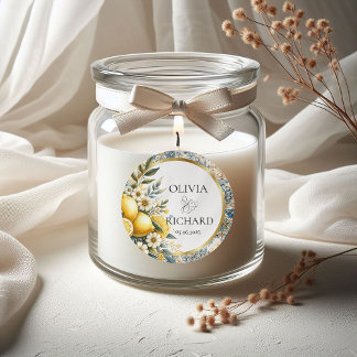 Mediterranean Tile flower Italian Positano Lemon Classic Round Sticker
