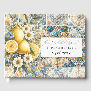 Mediterranean Tile flower Italian Positano Lemon Guest Book