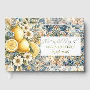 Mediterranean Tile flower Italian Positano Lemon Guest Book