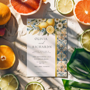 Mediterranean Tile flower Italian Positano Lemon Invitation
