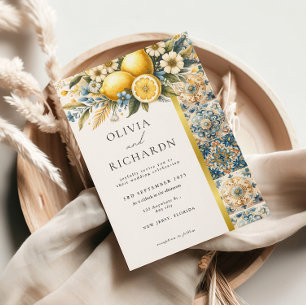 Mediterranean  Tile flower Italian Positano Lemon  Invitation