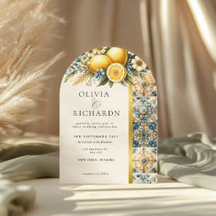 Mediterranean Tile flower Italian Positano Lemon Invitation