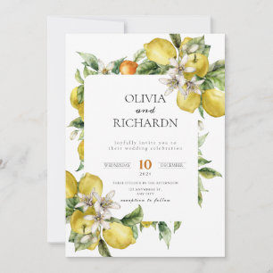 Mediterranean Tile flower Italian Positano Lemon  Invitation
