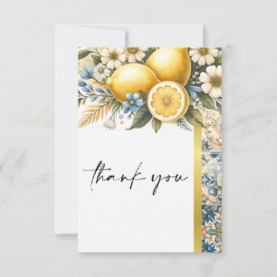 Mediterranean Tile flower Italian Positano Lemon Thank You Card