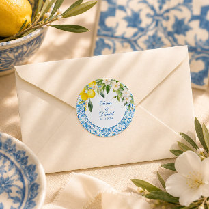 Mediterranean Tile & Lemon Favour Sticker
