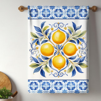 Mediterranean Tile Lemon Tea Towel