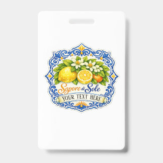 Mediterranean Tile Lemon – Watercolor Art with Nam ID Badge