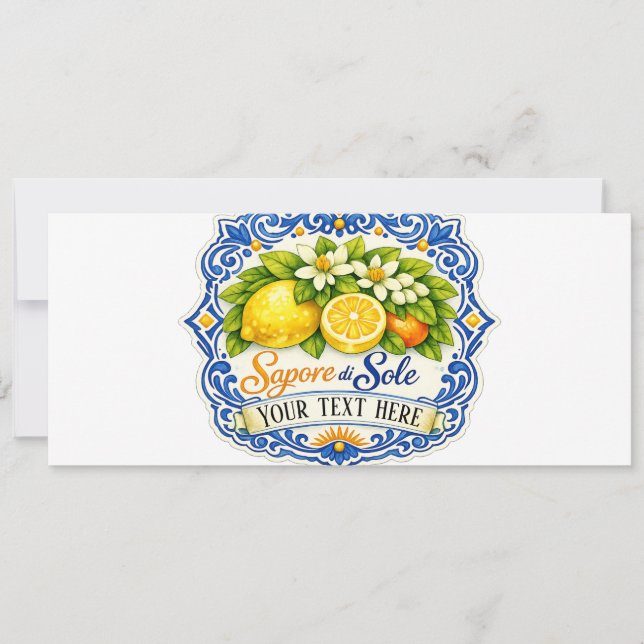 Mediterranean Tile Lemon – Watercolor Art with Nam Invitation (Front)