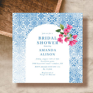 Mediterranean tile pattern Bridal Shower Invitation