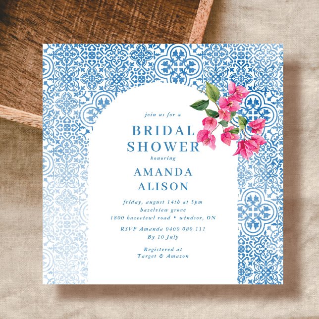 Mediterranean tile pattern Bridal Shower Invitation (Creator Uploaded)