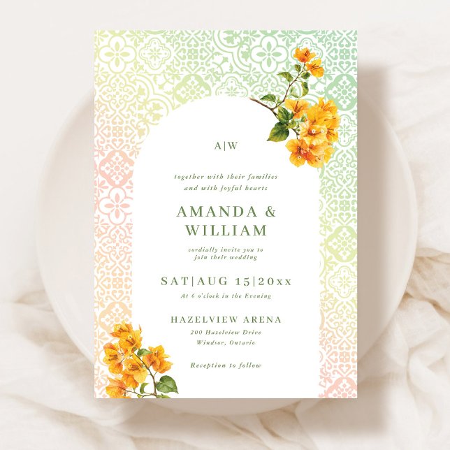 Mediterranean tile pattern Wedding Invitation (Creator Uploaded)