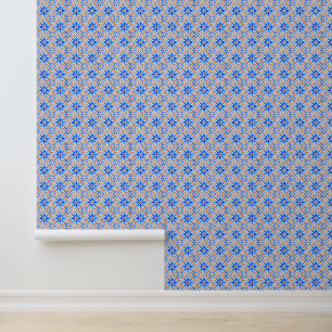 Mediterranean Tile Patterned Amalfi Chic Blue Wallpaper