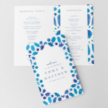 Mediterranean tile wedding hymn booklet and