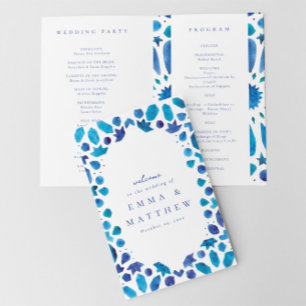 Mediterranean tile wedding hymn booklet and programme