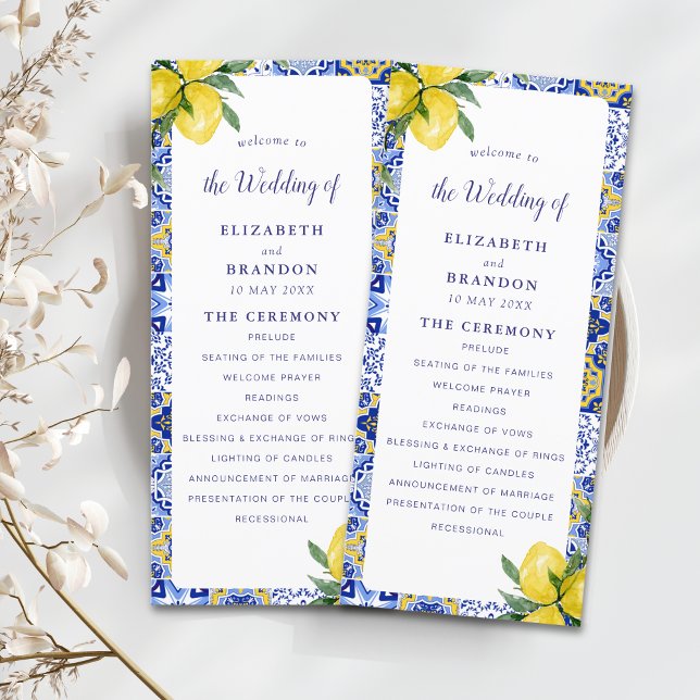 Mediterranean Tile Wedding with Lemons Programme (Creator Uploaded)