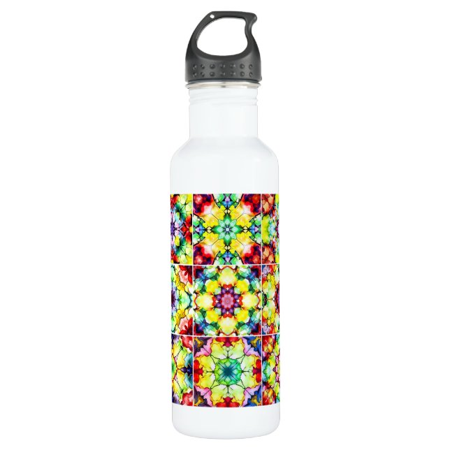 Mediterranean Tiles, Alcohol Ink Tiles, Majolica 710 Ml Water Bottle (Front)