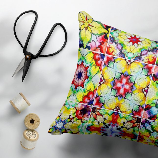 Mediterranean Tiles, Alcohol Ink Tiles, Majolica Decorative Cushion (Creator Uploaded)