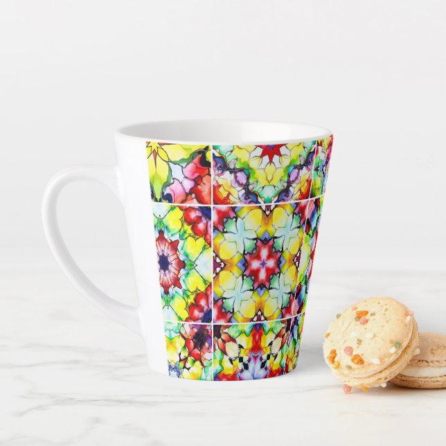 Mediterranean Tiles, Alcohol Ink Tiles, Majolica Latte Mug (In Situ)