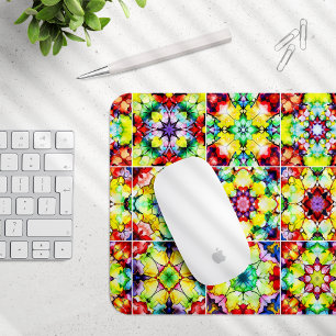 Mediterranean Tiles, Alcohol Ink Tiles, Majolica Mouse Pad