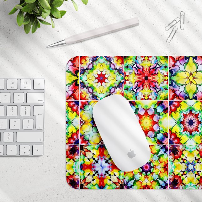 Mediterranean Tiles, Alcohol Ink Tiles, Majolica Mouse Pad (Creator Uploaded)