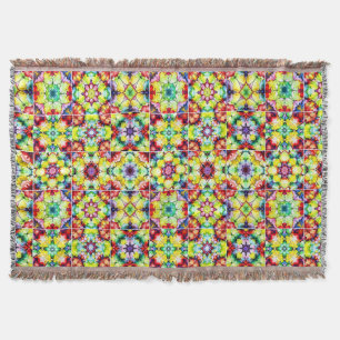 Mediterranean Tiles, Alcohol Ink Tiles, Majolica Throw Blanket