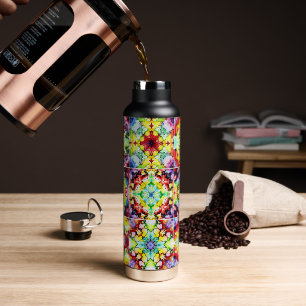 Mediterranean Tiles, Alcohol Ink Tiles, Majolica Water Bottle