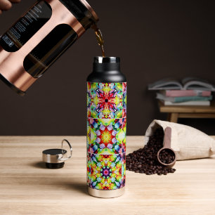 Mediterranean Tiles, Alcohol Ink Tiles, Majolica Water Bottle