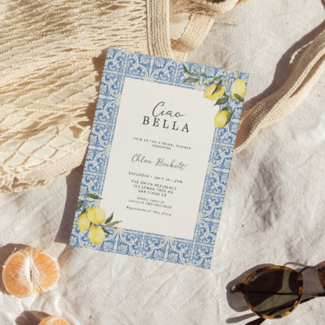 Mediterranean Tiles Amalfi Capri Bridal Shower Invitation (Creator Uploaded)