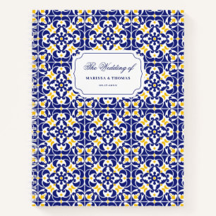 Mediterranean Tiles Blue & Yellow Wedding Planner Notebook