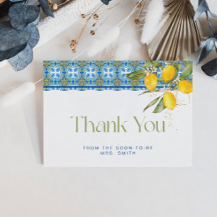 Mediterranean Tiles Bridal Shower Thank You Card