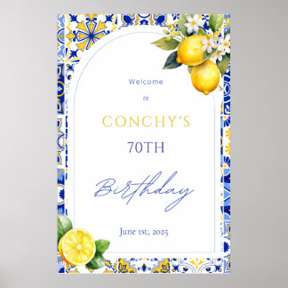Mediterranean Tiles Lemon Birthday Welcome Sign