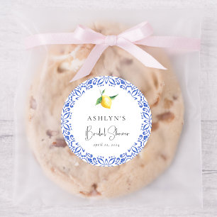 Mediterranean Tiles Lemon Bridal Shower Sticker