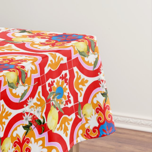 Mediterranean tiles,lemon,citrus, tablecloth (In Situ)