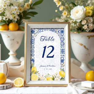 Mediterranean Tiles & Lemon Garland Wedding TLW26 Table Number