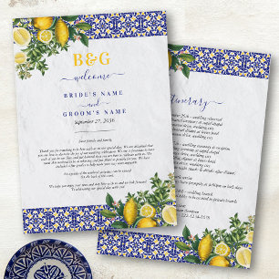 Mediterranean Tiles Lemon Wedding Itinerary Programme